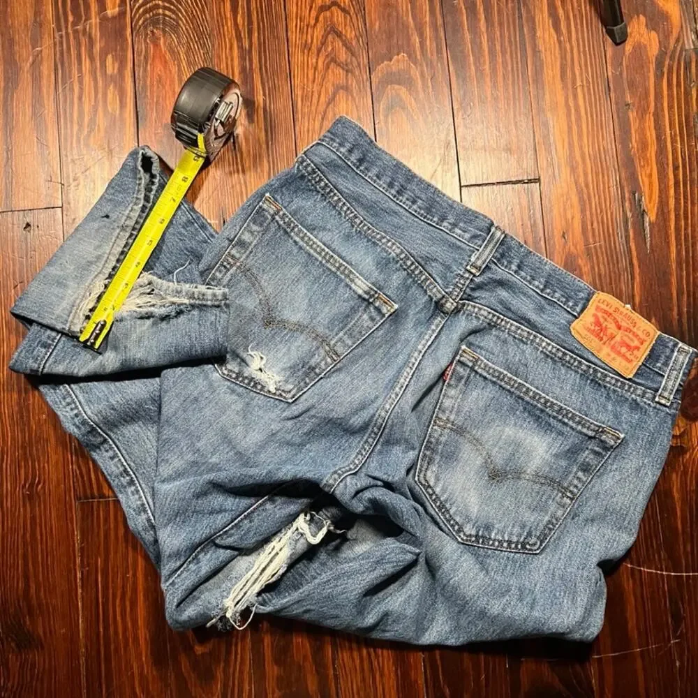 Levi's 501 36x32 Y2K Distressed Jeans Blue Regular